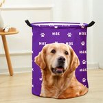 Henkilökohtaiset tassunjäljet Pet Portrait Vedenpitävä pyykin säilytyskorin nimi ja kahva Syntymäpäivälahja kissa koira lemmikki rakastaja