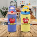 Personalisierte niedlichen Apfel Bleistift Wasserflasche mit Namen und Grad Geburtstag zurück zu Schule Geschenk für Jungen Mädchen
