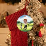 Personalizada césped personaje de dibujos animados Golf Niño Niña Ornamento de cerámica con nombre Árbol de Navidad Decoración Holiday Gift for Golfer