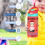 Personalized Cartoon Character Birth Flower 12oz Kid Water Bottle with Name Bible Verse Baptism Birthday Gift for Girls Boys