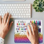 Personlig Big Heart to Teach Little Minds Färgglad krita Faux Glitter Musmatta med namn Uppskattning Tillbaka till skolan Present till lärare