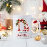 Personalized Santa Initial Merry Christmas 11oz Ceramic Mug with Name Christmas Gift for Kids Family