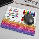 Personlig Big Heart to Teach Little Minds Färgglad krita Faux Glitter Musmatta med namn Uppskattning Tillbaka till skolan Present till lärare