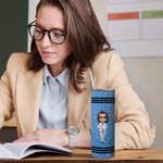 Personlig Söt tecknad karaktär Faux Glitter Crayon Design 20oz Skinny Tumbler med namn och sugrör Tillbaka till skolan Tackgåva till lärare