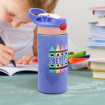 Personalizzato Multicolore Crayon 12 oz Kid bottiglia d'acqua con cannuccia in silicone Back To School Accessori regalo all'aperto per bambini