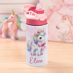 Borraccia personalizzata con nome funzione isolante con cannuccia in silicone e manico regalo di Natale o compleanno per bambine