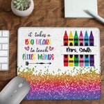 Personlig Big Heart to Teach Little Minds Färgglad krita Faux Glitter Musmatta med namn Uppskattning Tillbaka till skolan Present till lärare