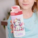 Borraccia personalizzata con nome funzione isolante con cannuccia in silicone e manico regalo di Natale o compleanno per bambine