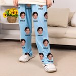 Personalised Multicolour Character Photo Name Lattice Pyjama Pants with Drawstring Waist Birthday Gift for Women Men