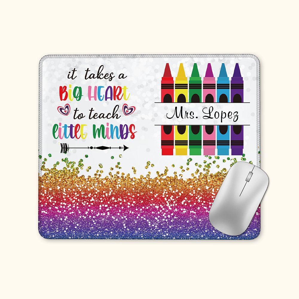 Tapis de Souris Personnalisé avec Nom Motif Crayons de Couleur Cadeau de Rentrée pour Professeur