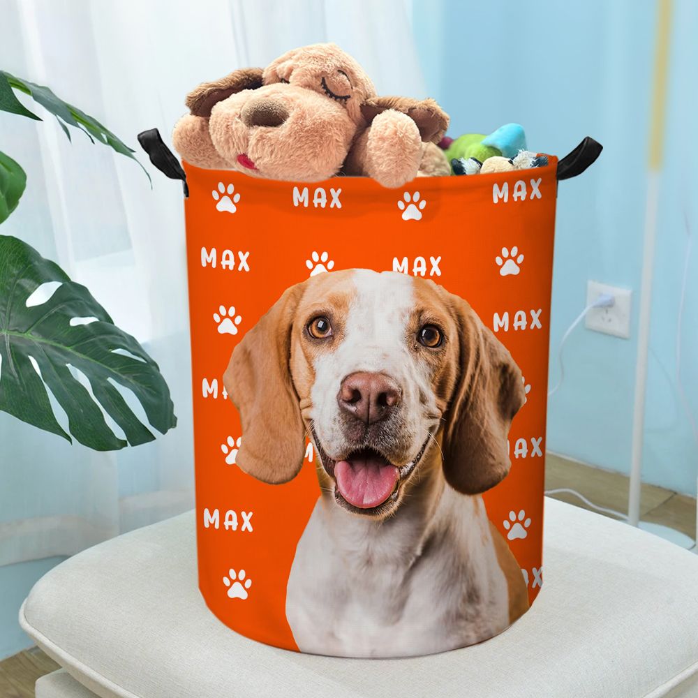 Panier à linge imperméable avec nom et poignée personnalisé Paw Prints Pet Portrait Birthday Gift for Cat Dog Pet Lover
