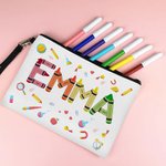 Personalized Colourful Rainbow Crayon Pencil Pouch with Name Back to School Teacher's Day Gift for Kid Teacher