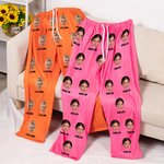 Personalised Multicolour Character Photo Name Lattice Pyjama Pants with Drawstring Waist Birthday Gift for Women Men