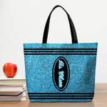 Personalized Artificial Glitter Crayon Design Tote Bag with Name Large Capacity Teacher's Day Back to School Gift for Teacher