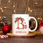 Personalized Santa Initial Merry Christmas 11oz Ceramic Mug with Name Christmas Gift for Kids Family