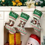 Personalisierte niedliche Weihnachten gestrickt Pullover Tier hängenden Weihnachtsstrumpf mit Initial Home Decor Geschenk für Kinder Familie