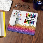 Personlig Big Heart to Teach Little Minds Färgglad krita Faux Glitter Musmatta med namn Uppskattning Tillbaka till skolan Present till lärare