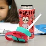 Personalized Cartoon Character Birth Flower 12oz Kid Water Bottle with Name Bible Verse Baptism Birthday Gift for Girls Boys