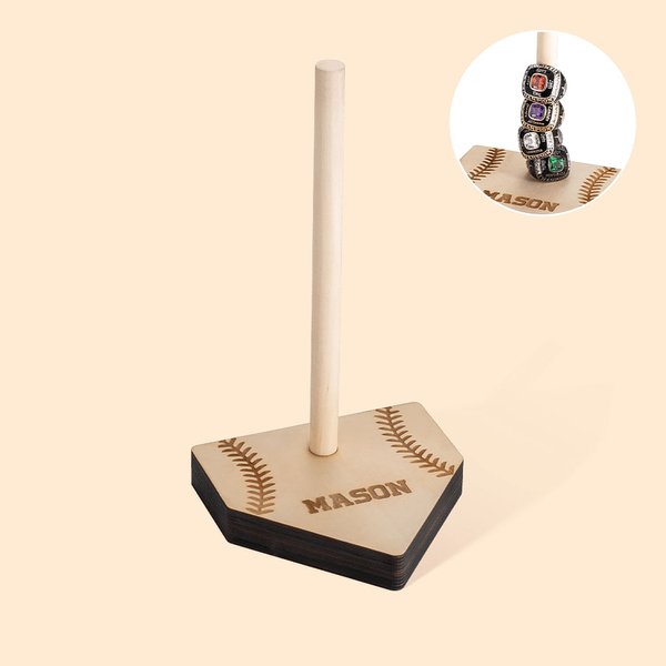 Personalizada de béisbol Softbol Campeonato Homeplate apilados de madera titular del anillo con el texto grabado Navidad Cumpleaños Regalo para los am