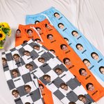 Personalised Multicolour Character Photo Name Lattice Pyjama Pants with Drawstring Waist Birthday Gift for Women Men