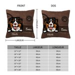 Taie d'Oreiller Personnalisée avec 1-5 Motifs Chien Chat Style Rétro Bourrage à Choix Cadeau Noël Anniversaire pour Amoureux d'Animal de Compagnie