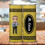 Personlig Söt tecknad karaktär Faux Glitter Crayon Design 20oz Skinny Tumbler med namn och sugrör Tillbaka till skolan Tackgåva till lärare