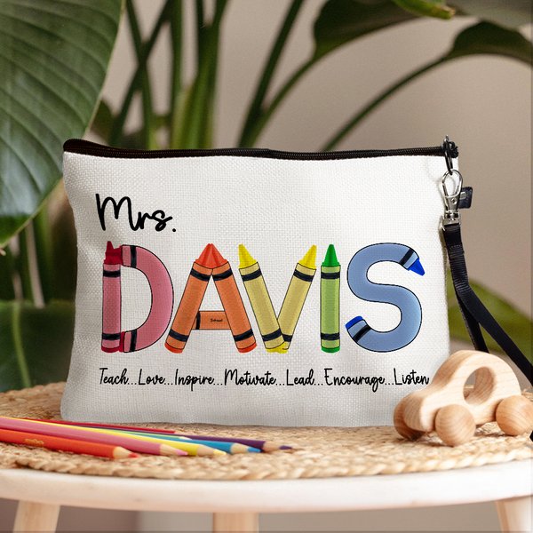 Trousse à Crayons Personnalisée avec Nom Style Arc-en-Ciel Cadeau Rentrée des Classes pour Enfant Enseignant