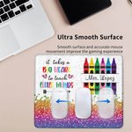 Personlig Big Heart to Teach Little Minds Färgglad krita Faux Glitter Musmatta med namn Uppskattning Tillbaka till skolan Present till lärare