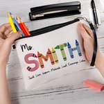 Personalized Colourful Rainbow Crayon Pencil Pouch with Name Back to School Teacher's Day Gift for Kid Teacher