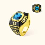 Anello personalizzato con pietra preziosa e testo inciso per le forze dell'ordine, regalo di laurea e apprezzamento per il poliziotto