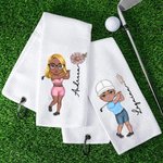 Personalizada Nacimiento Flor Caricatura Personaje Absorbente Waffle Toalla de Golf con Nombre y Clip para Colgar Accesorios Deportivos Regalo para Jugador de Golf