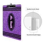 Personalized Faux Glitter Crayon Acrylic Clipboard with Name Back to School Teacher’s Day Gift for Teacher