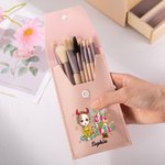 Personalized Cartoon Character Makeup Brush Bag Set with Name and Christmas Tree 8 Ps Makeup Brushes Travel Essentials Christmas Gift for Friend