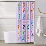 Personalised Cartoon Animal Alphabet ABC Learning Shower Curtain with 12 Rust-Proof Grommets Bathroom Decor Birthday Gift for Baby Girls Boys
