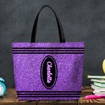 Personalized Artificial Glitter Crayon Design Tote Bag with Name Large Capacity Teacher's Day Back to School Gift for Teacher