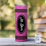 Personlig Söt tecknad karaktär Faux Glitter Crayon Design 20oz Skinny Tumbler med namn och sugrör Tillbaka till skolan Tackgåva till lärare