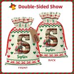 Personalizada de Navidad de punto suéter de animales bolsa de cordón con el nombre y la inicial de regalo de Navidad para los niños de la familia