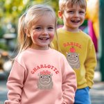 Henkilökohtainen Cartoon Moo Deng Kid Aikuisten huppari nimi söpö hauska Hippo asu syntymäpäivälahja perheelle