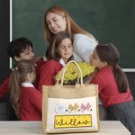 Regalo de agradecimiento por el Día del Maestro para el profesor Bolsa de yute personalizada con nombre