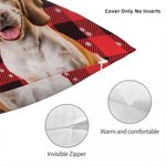 Personalized Colourful Plaid Snowflake Cat Dog Santa Hat Photo Throw Pillow Cover with Name Home Decor Christmas Birthday Gift for Pet Owners