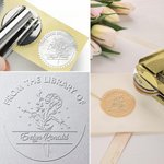 Personalized Star Sign Birth Flower Embosser Stamp Hand Held Embosser Set with Text and Name Birthday Gift for Book Lovers