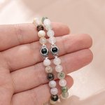 Personalised Natural Stone Beads Adjustable Photo Projection Rope Bracelet with I Love You in 100 Languages Birthday Anniversary Gift for Women