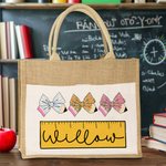 Regalo de agradecimiento por el Día del Maestro para el profesor Bolsa de yute personalizada con nombre