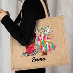 Henkilökohtainen Glitter Dalmatian Dots värikäs joulukuusi sarjakuva Juutti Kangaskassi nimi joulun festivaali lahja naisille tytöille