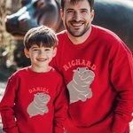 Henkilökohtainen Cartoon Moo Deng Kid Aikuisten huppari nimi söpö hauska Hippo asu syntymäpäivälahja perheelle