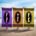 Serviette de Plage Personnalisée avec Nom en Faux Paillettes à Séchage Rapide Accessoire de Vacances d'Été Cadeau pour Journée des Enseignants