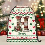 Bolsa de regalo personalizada con nombre e inicial para la fiesta de Navidad de los niños en familia