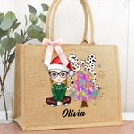 Henkilökohtainen Glitter Dalmatian Dots värikäs joulukuusi sarjakuva Juutti Kangaskassi nimi joulun festivaali lahja naisille tytöille