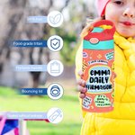 Bottiglia d'acqua personalizzata con nome da 12 oz con manico Regalo di compleanno per ragazzi e ragazze