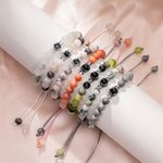 Personalised Natural Stone Beads Adjustable Photo Projection Rope Bracelet with I Love You in 100 Languages Birthday Anniversary Gift for Women